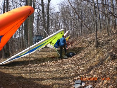 Mark setting up on the road.