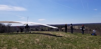 Anthony gets set to fly one of the gliders to the bottom.
