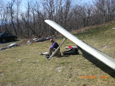 Larry setting up for the first of his two flights.