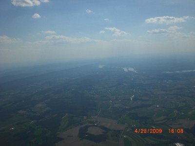 Tom Gartlan and I climbing high.  The Susquehanna River is seen in the distance.