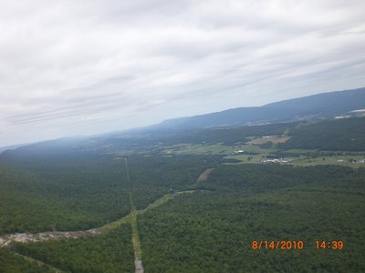 Looking down the power line clear cut.