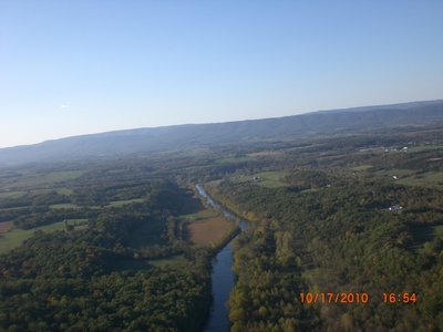 Descending for a landing, with a nice view of the river.